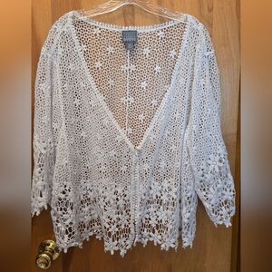 Rabbit Rabbit Rabbit White Crochet Cardigan